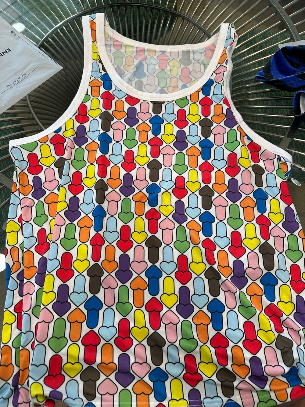 NWT Modus Vivendi multicolor hearts tank top